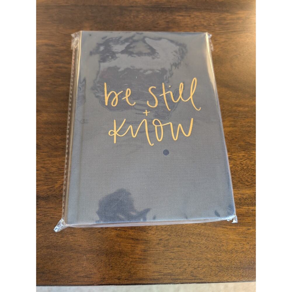 Be Still & Know Journal/Notebook/Diary by Sweet Water Decor Gray Fabric w/Gold
